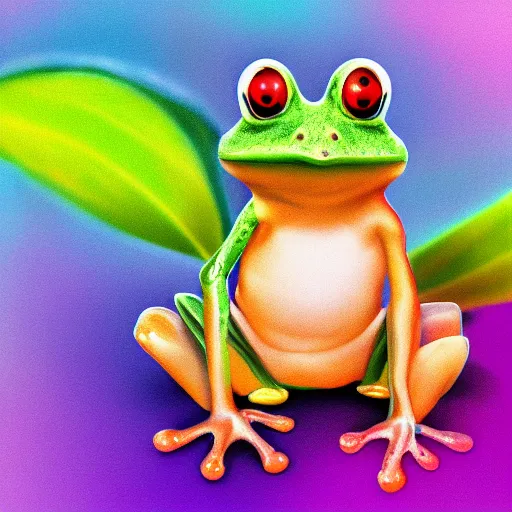 Prompt: a cute baby frog, digital art, colorful, by Disney, 8k