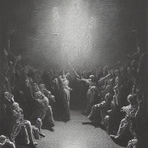 Image similar to aesthetic McDonald’s by Gustave Doré