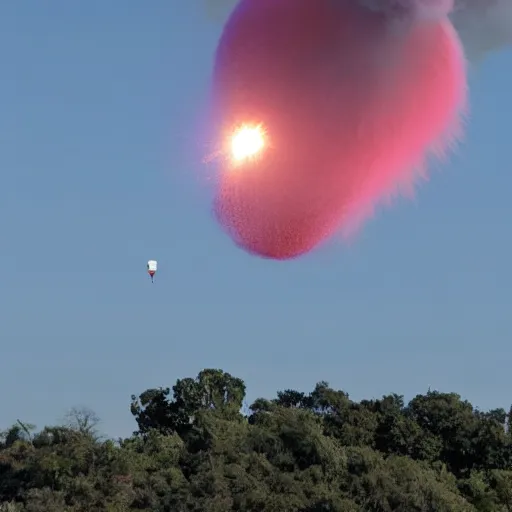 Prompt: A blimp exploding near an observatory