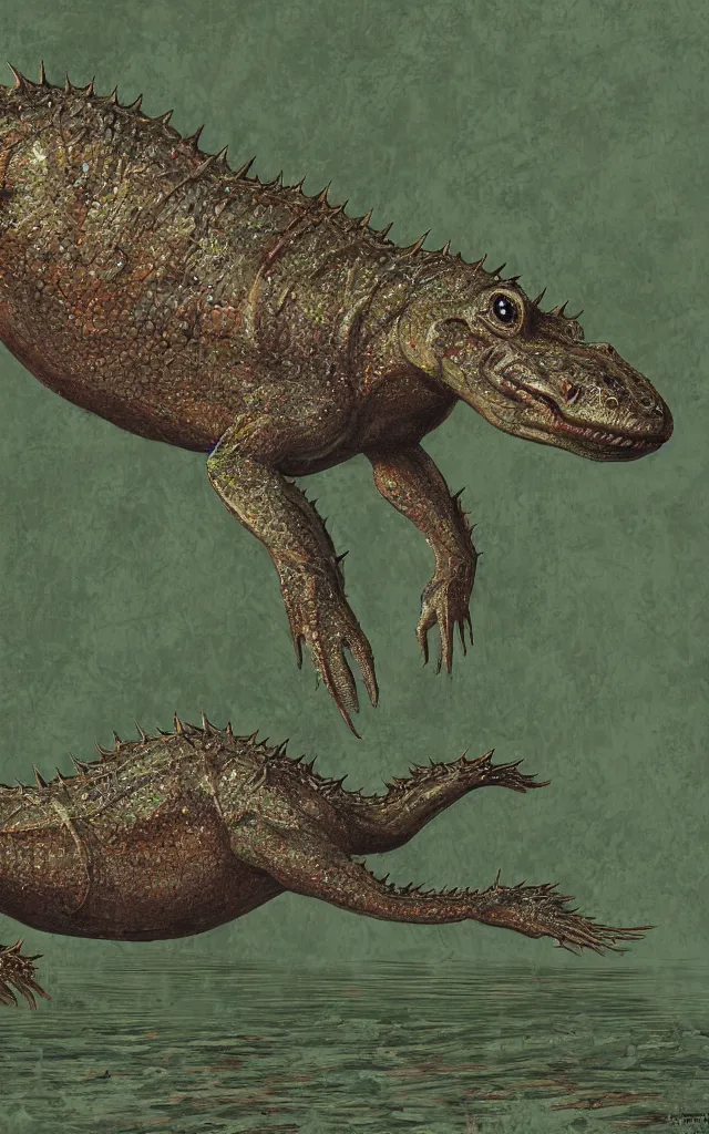 Image similar to diplocaulus living in a swamp, photorealistic, highlydetailed, paleoart