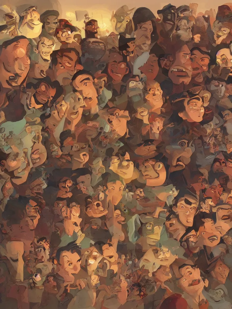 Image similar to faces, filling up the whole frame, by disney concept artists, blunt borders, rule of thirds, beautiful light