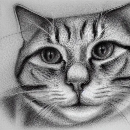 Image similar to sad cat highly pencil sketch detailed, smooth, sharp focus