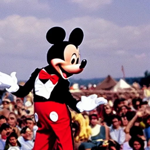 Image similar to mickey mouse performing at woodstock