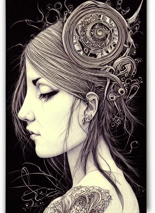 Prompt: a portrait of a pretty young lady by aaron horkey