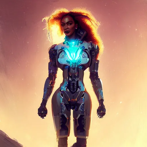 Prompt: cyborg beyonce profile picture by Greg Rutkowski, dynamic pose, intricate, futuristic, fantasy, elegant, by Stanley Artgerm Lau, greg rutkowski, thomas kindkade, alphonse mucha, loish, norman Rockwell,