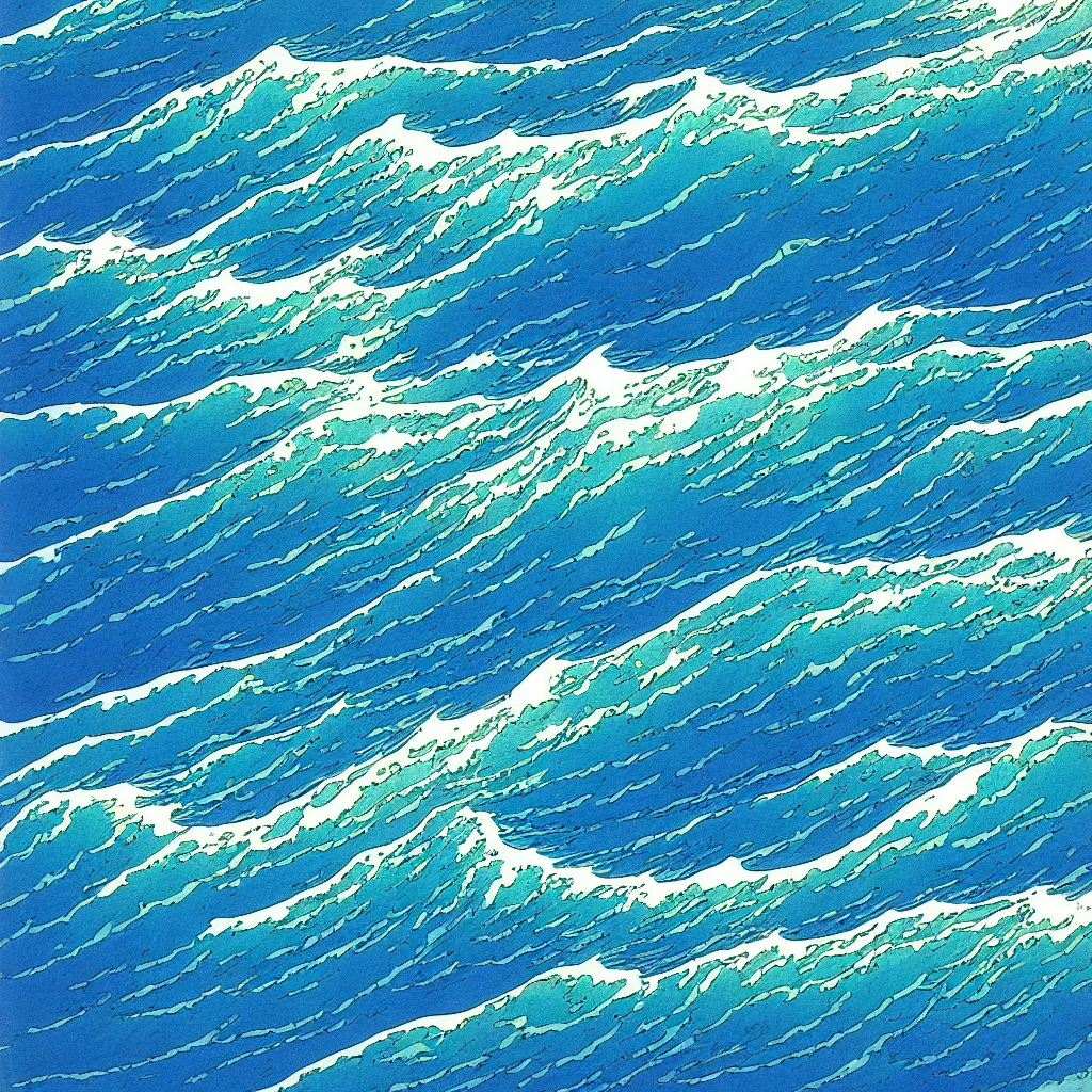 Prompt: ocean swells by moebius