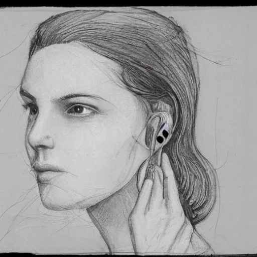 Image similar to outline of a woman, portal in the ear