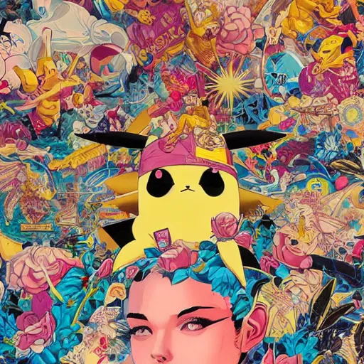 Image similar to Tristan Eaton, victo ngai, artgerm, Lofi pikachu