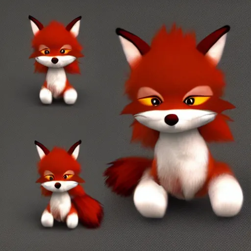 Image similar to cute fumo plush of a foxboy with a sword, three point lighting, dramatic, vray