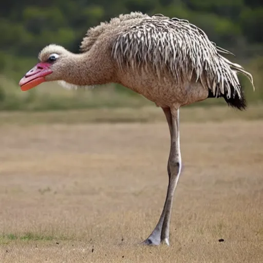 Prompt: an ostrich with muscular human arms.