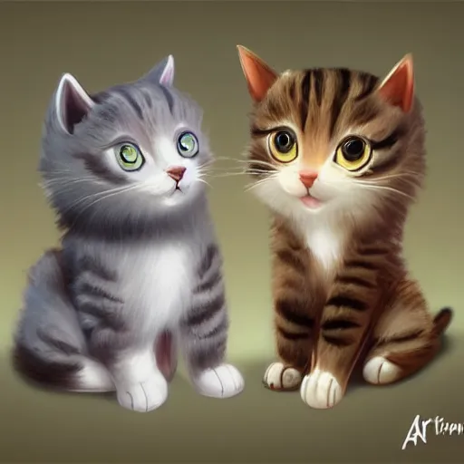 Prompt: cute cats, trending on artstation