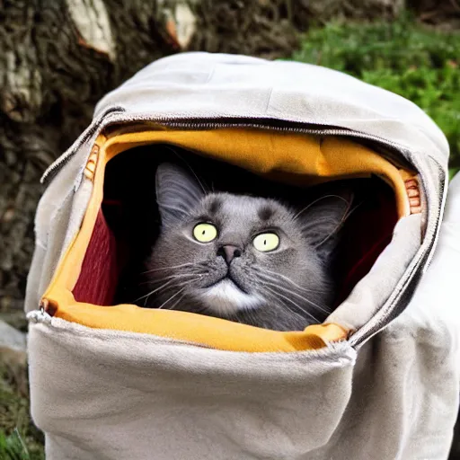 Prompt: cat in bag,