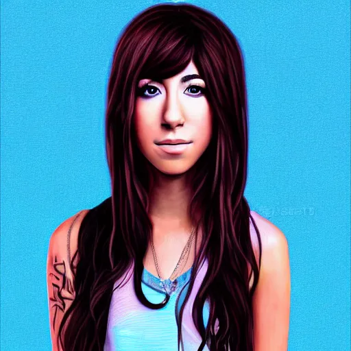 Image similar to portrait of Christina Grimmie, highly detailed, centered, solid color background, digital painting