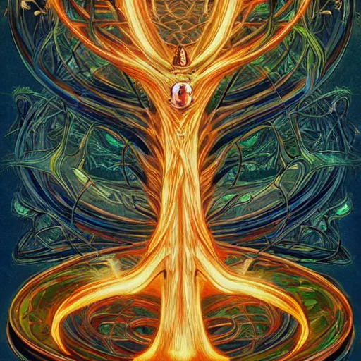 Image similar to yggdrasil the tree of life, avatar the last airbender, Alex Grey, Studio Ghibli, mobius, k pop, featured on artstation