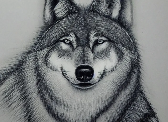 Image similar to a pencil drawing of a wolf, D&D made by by Pen Tacula