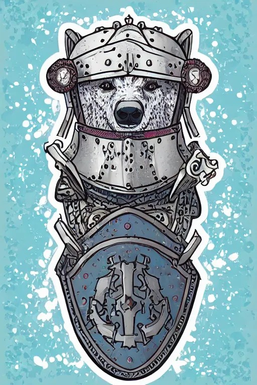 Image similar to Portrait of a polar bear in medieval armor, knight, medieval, sticker, colorful, illustration, highly detailed, simple, smooth and clean vector curves, no jagged lines, vector art, smooth