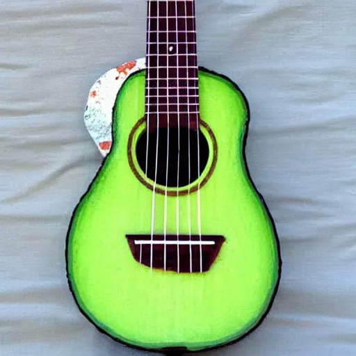 Prompt: avocado ukulele painted by o ’ keeffe