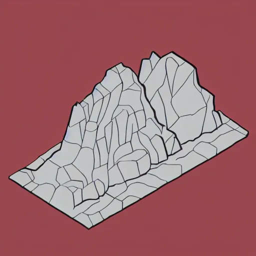 Image similar to isometric view of boulder, lineart