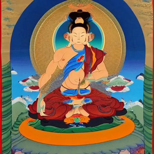 Prompt: a beautiful thangka of wukong