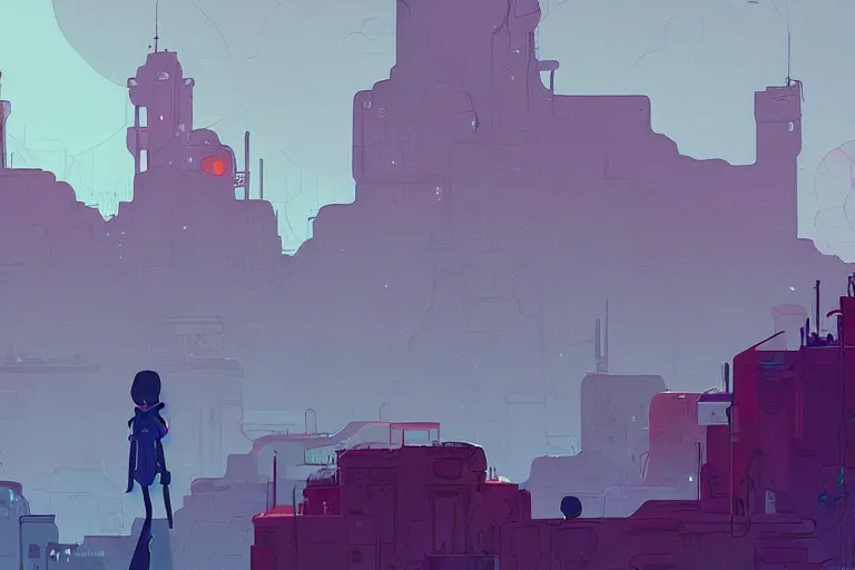 Image similar to landscape with a great roman city, in the style of gris, trending on artstation