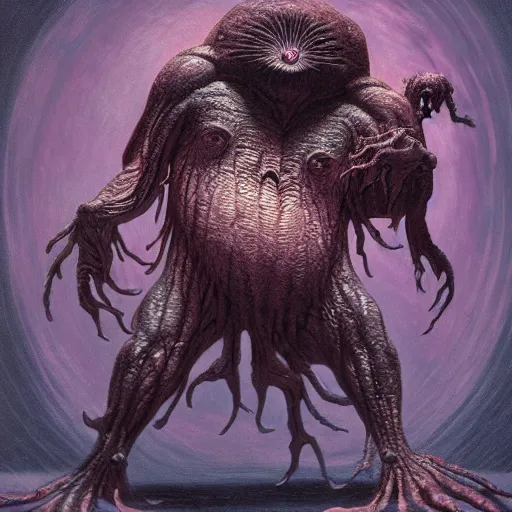 Image similar to horror creature holding planet by Wayne Barlowe, detailed 4k