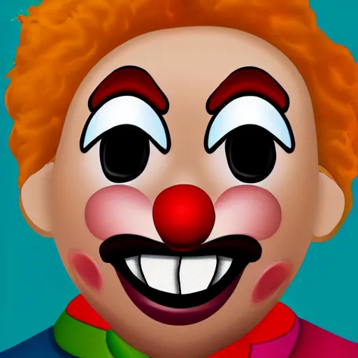 Image similar to emoji of a crying clown. high quality. emoji style.