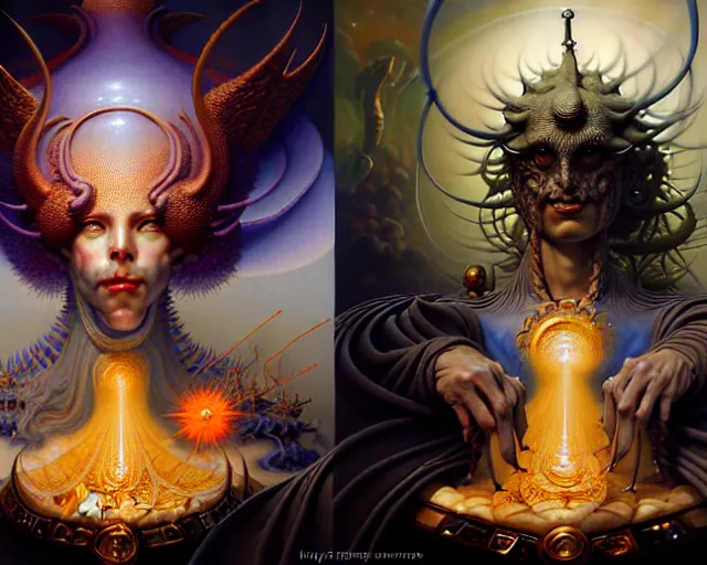 Image similar to the armies of heaven and hell, fantasy character portrait made of fractals facing each other, ultra realistic, wide angle, intricate details, the fifth element artifacts, highly detailed by peter mohrbacher, hajime sorayama, wayne barlowe, boris vallejo, aaron horkey, gaston bussiere, craig mullins