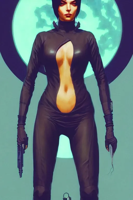 Image similar to gta selena as aeon flux profile picture by greg rutkowski, dynamic pose, intricate clothes, futuristic, margaret keane, artgerm, greg rutkowski, thomas kindkade, mucha, loish, norman rockwell, moebius, phantom, dreary, dramatic, fluid, golden ratio, artstation,