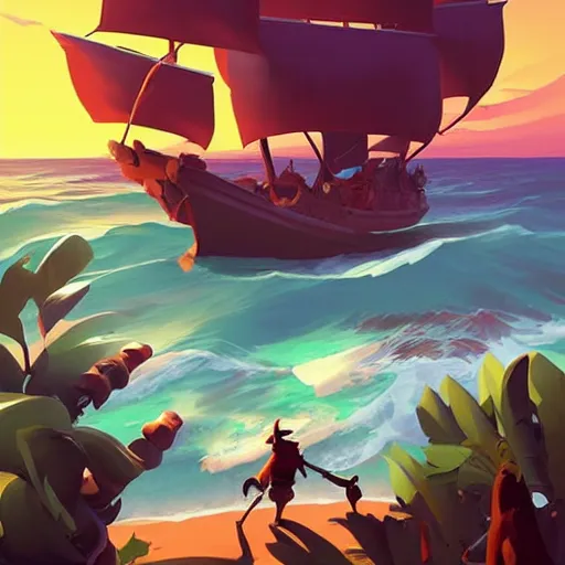 Image similar to painting treasure on sea of thieves game smooth median photoshop filter cutout vector, behance hd by jesper ejsing, by rhads, makoto shinkai and lois van baarle, ilya kuvshinov, rossdraws global illumination