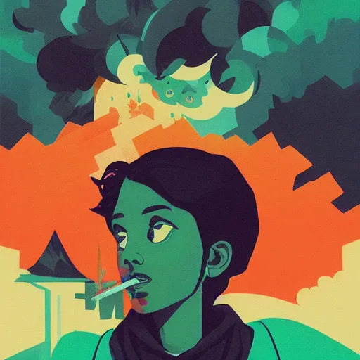 Image similar to profile picture by sachin teng x disney, ganja, marijuana, organic painting, hard edges, masterpiece, smoke, asymmetrical, matte paint, energetic