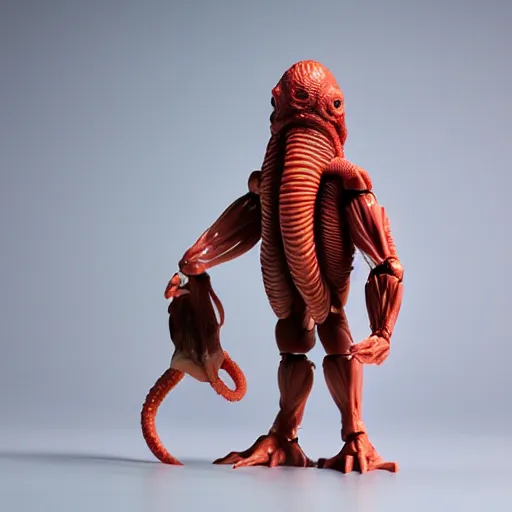 Prompt: 1980s plastic vinyl action figure toy of Cthulu creature with muscular arms, studio photography isolated on a white background