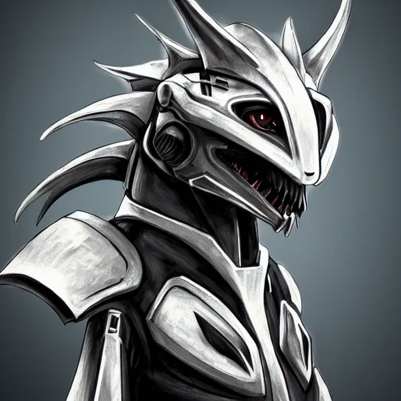 Image similar to high quality close up headshot of a cute beautiful stunning robot anthropomorphic female dragon, with sleek silver armor, a black OLED visor over the eyes, facing the camera, high quality maw open and about to eat you, you being dragon food, the open maw being detailed and soft, highly detailed digital art, furry art, anthro art, sci fi, warframe art, destiny art, high quality, 3D realistic, dragon mawshot, maw art, furry mawshot, macro art, dragon art, Furaffinity, Deviantart