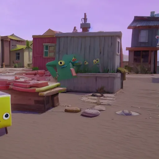 Image similar to spongebox squarepants, hyperrealistic, unreal engine 5