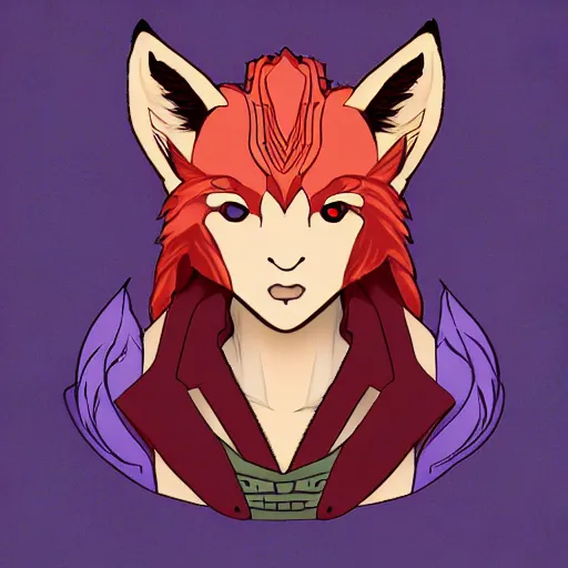 Image similar to an avatar portrait of a kitsune fox mage, in the style of dnd beyond avatar portraits