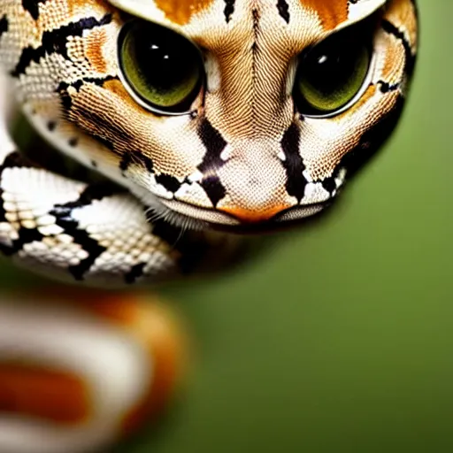 Prompt: a snake - cat - hybrid, animal photography