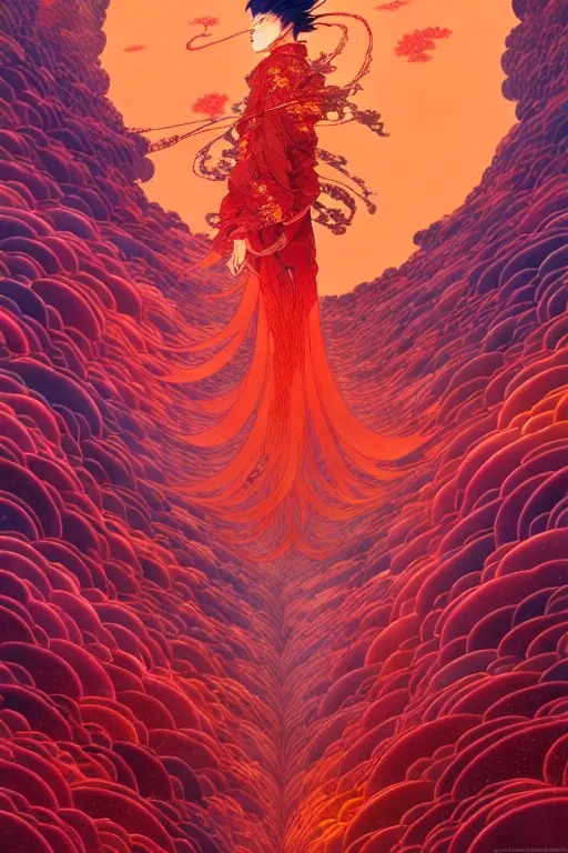 Image similar to a beautiful hyperdetailed character design 4 k wallpaper illustration of a huge reddish phoenix, victo ngai style, from china, style of studio ghibli, makoto shinkai, raphael lacoste, louis comfort tiffany, denoise, deblurring, artgerm, xision, james jean, ross tran, chinese style