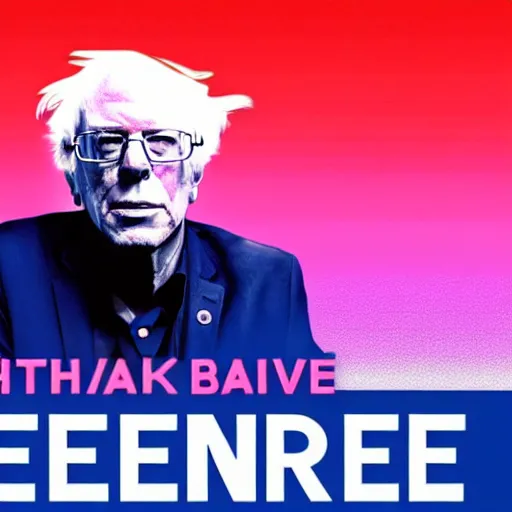 Image similar to synthwave bernie sanders