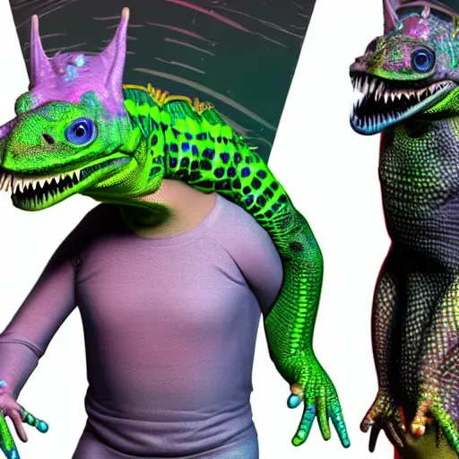 Image similar to High Resolution! reptilian Influencer dancing on tiktok, 8K, photorealistic