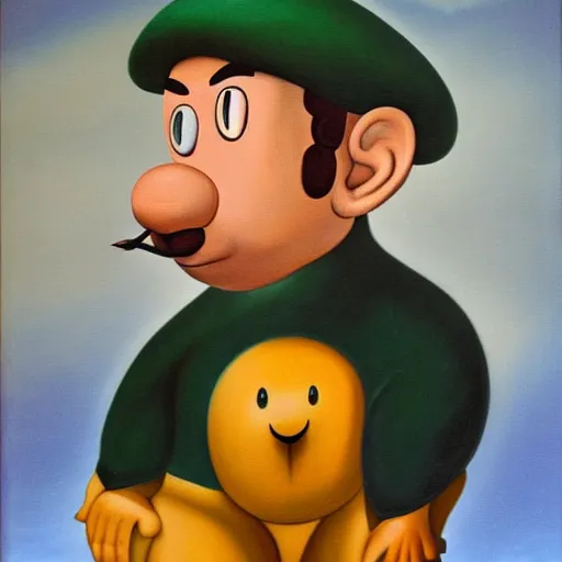 Prompt: Painting of Luigi by Botero