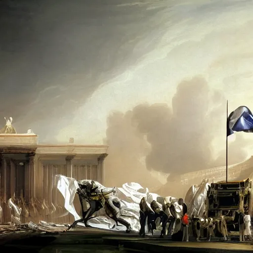 Image similar to sci fi car transport design organic smooth elastic forms 30% of canvas; wall structure on the coronation of napoleon painting 40% of canvas; by Jacques-Louis David, pinterest keyshot product render, cloudy plastic ceramic material shiny gloss water reflections, ultra high detail ultra realism, 4k