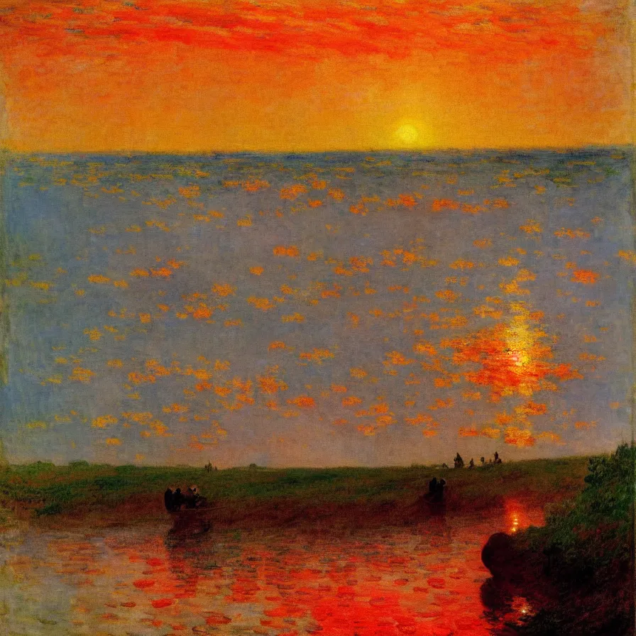 Image similar to cover artwork about a metaphorical highway to the sunrise, painted by gaston de la touche, winslow homer, thomas moran, steve mitchell and claude monet