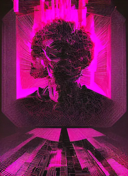 Image similar to dark design poster showing thus spoke zarathustra, black background with very subtle red and purple design elements, powerful, nekro, vito acconci, thin straight lines, dark, glitch art, neo vaporwave, gritty, layout frame, square, extremly detailed, trending on artstation