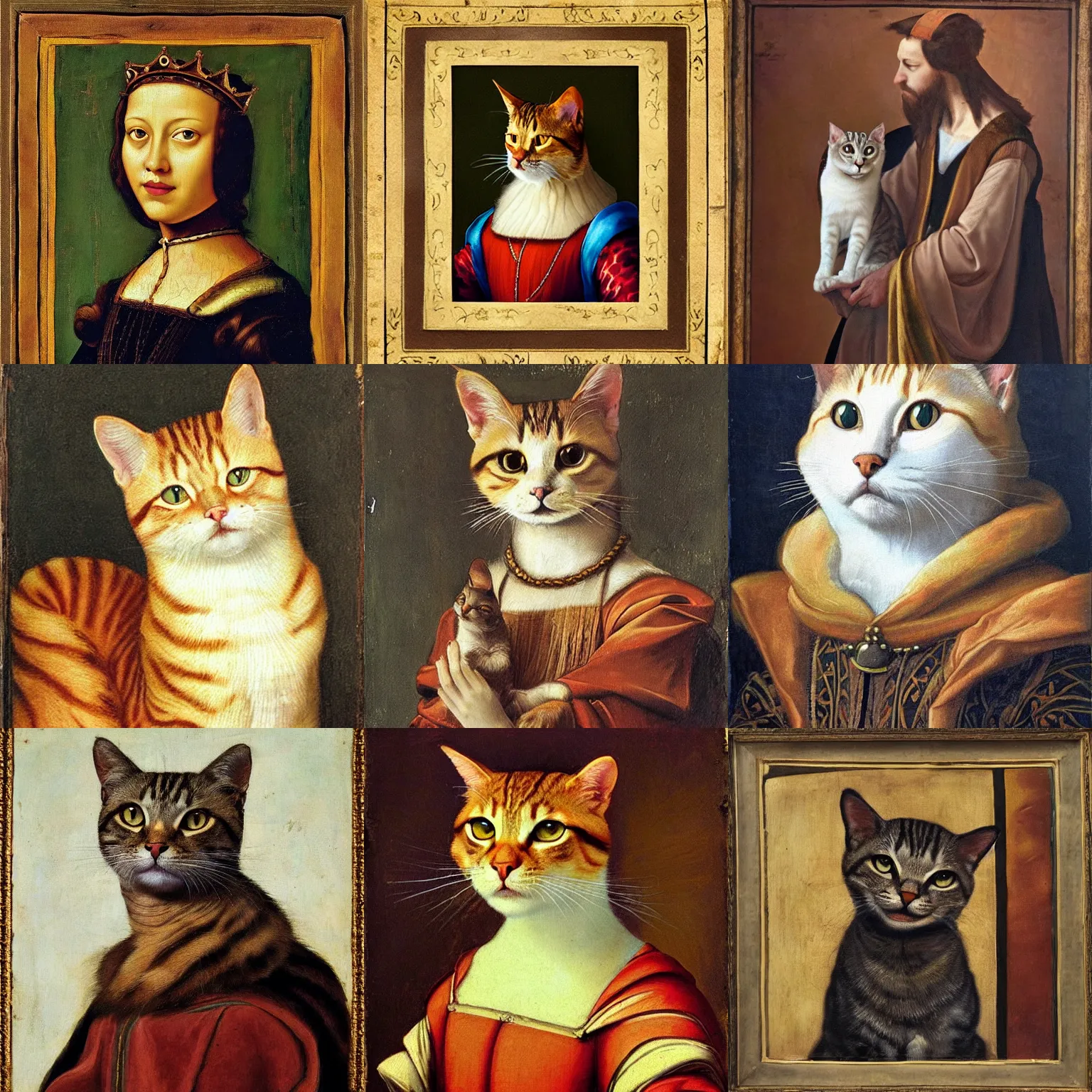 Prompt: a king cat portrait, renaissance painting style