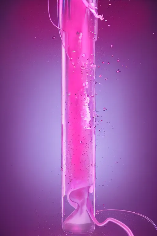 Prompt: Pink Vapor Inhalation Machine Conected to a Vat of Pink Liquid by a Tube, fantasy, magic, ultra detailed, digital art, trending on artstation, illustration