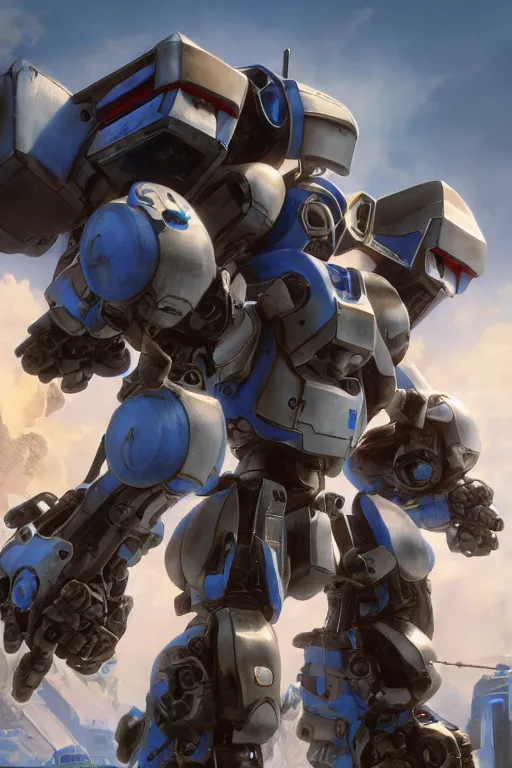 Image similar to mechwarrior 5 : mercenaries mech megaman transformer robot boss tank engine game octane render, 4 k, hd 2 0 2 2 3 d cgi rtx hdr style chrome reflexion glow fanart, global illumination ray tracing hdr fanart arstation by ian pesty by jesper ejsing pixar and disney unreal zbrush central hardmesh