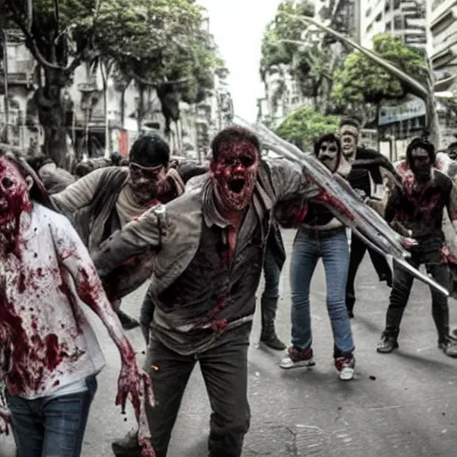 Prompt: a zombie attack in Buenos Aires