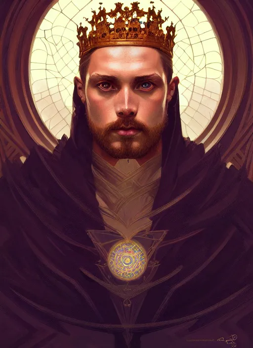 Prompt: symmetry!! portrait of king arthur, intricate, elegant, highly detailed, digital painting, artstation, concept art, smooth, sharp focus, illustration, art by artgerm and greg rutkowski and alphonse mucha, 8 k