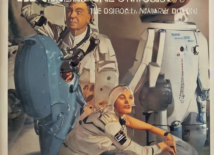 Prompt: science fiction retro futuristic space suit, by norman rockwell and dieter rams