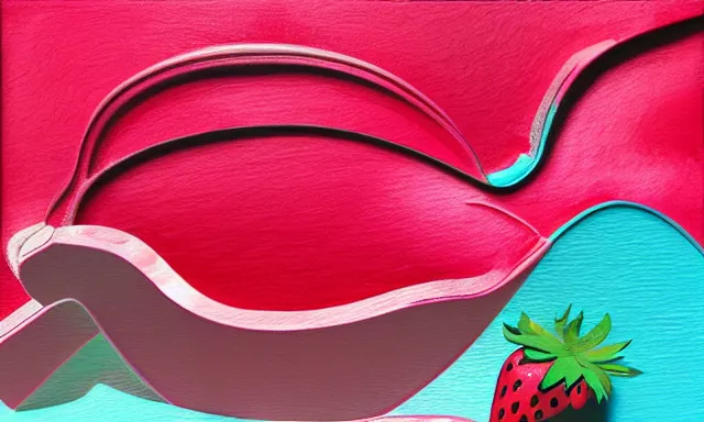 Prompt: strawberry ice cream, abstract 3d art