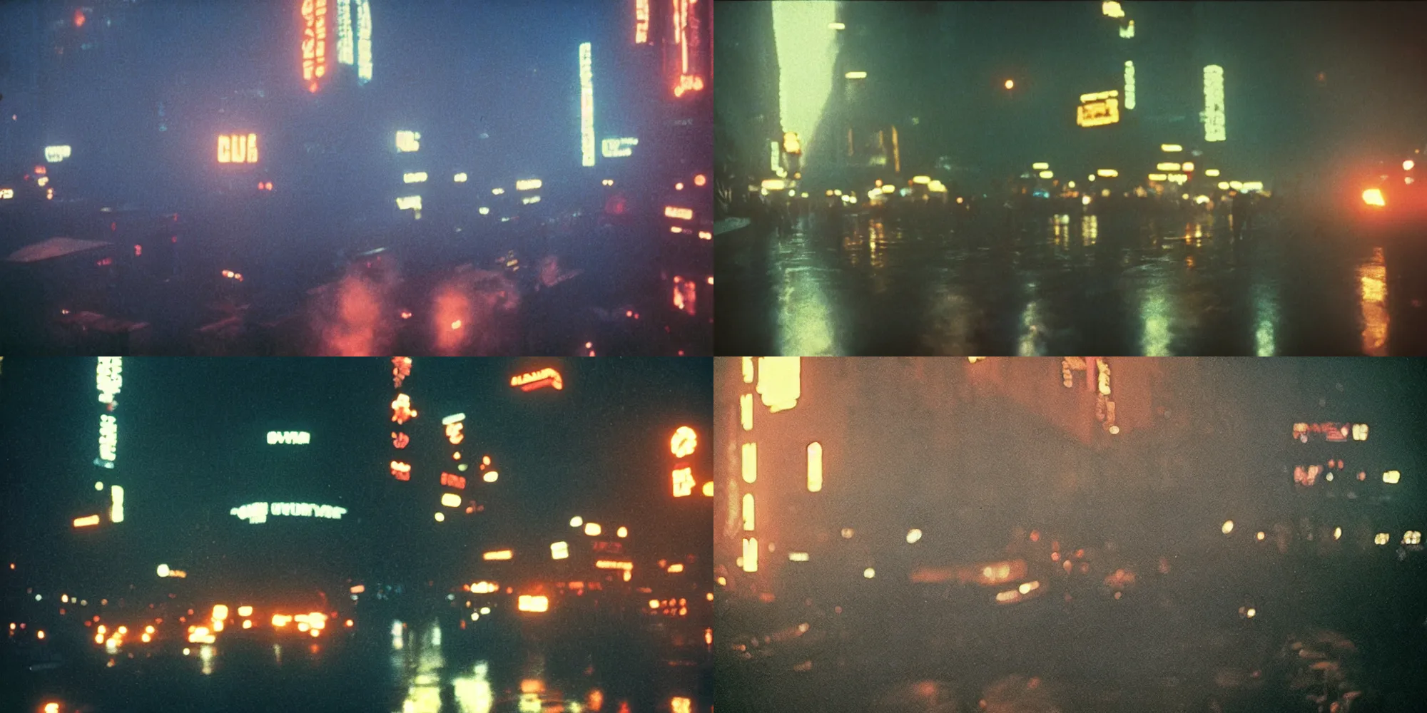 Prompt: blade runner capitol riot, cinestill 8 0 0 t, 1 9 8 0 s movie still, film grain